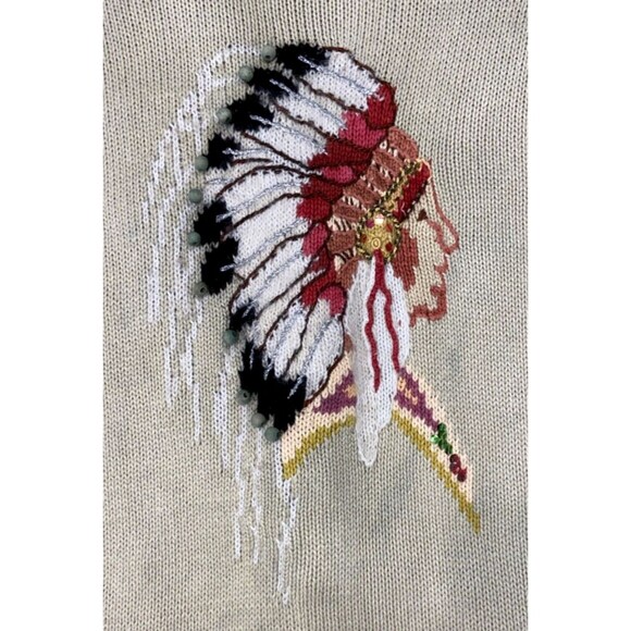 Storybook Knits Ramie Vintage Chief Native Western Cardigan Sweater, Size M - Picture 7 of 15